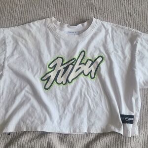 FUBU Cropped Tee White Y2K Streetwear Logo Top